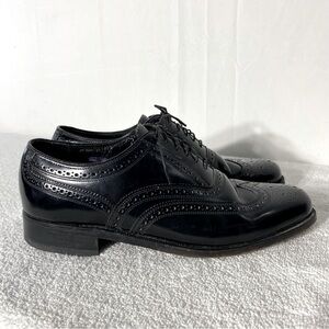 Vintage Florsheim Black Leather Lexington Wingtip Oxford Lace Up Dress Shoes 7D